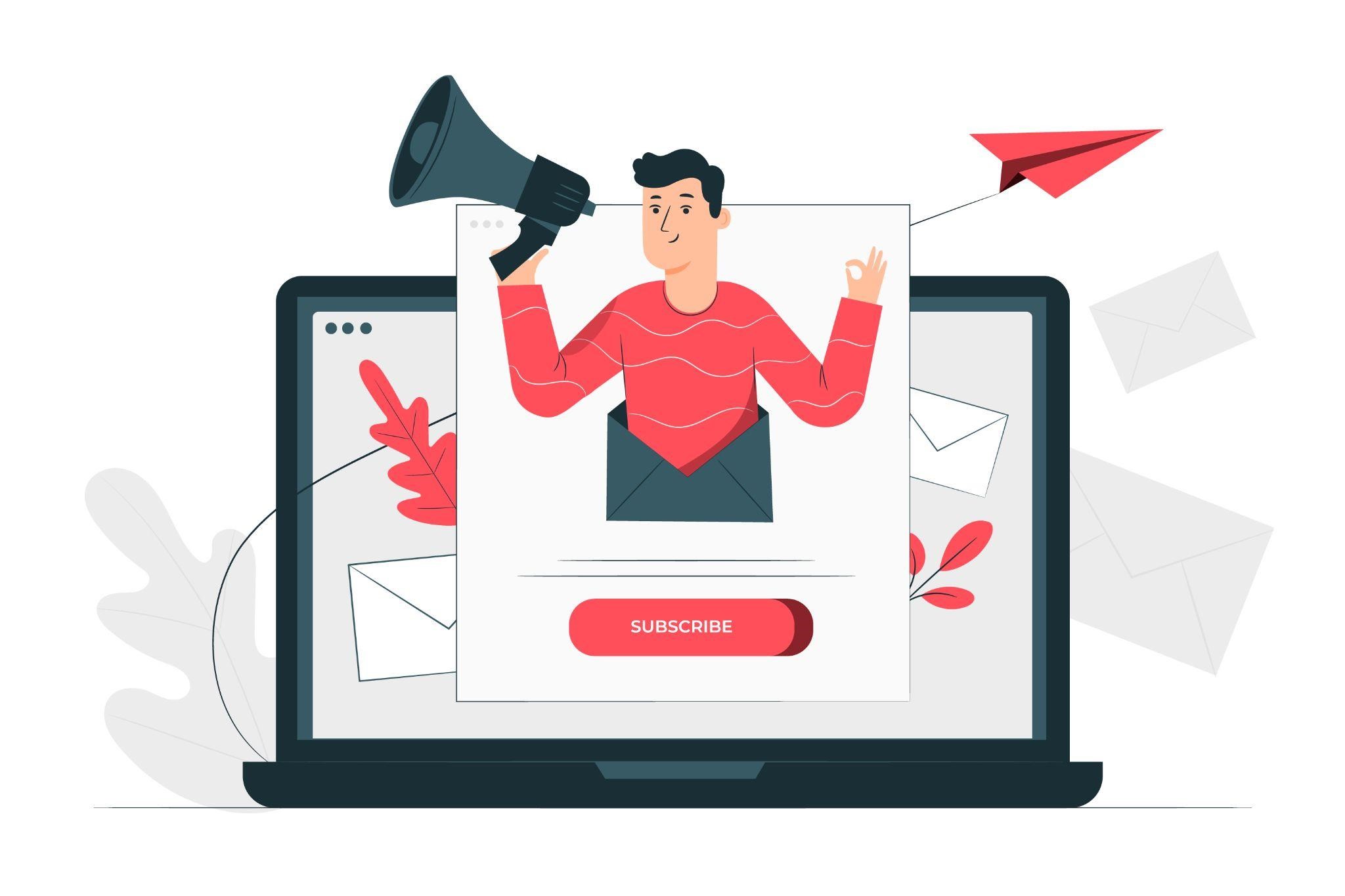 E-mail marketing sendo disparado. (Fonte Freepik)